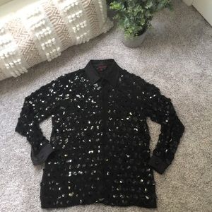 sequin button down blouse size M